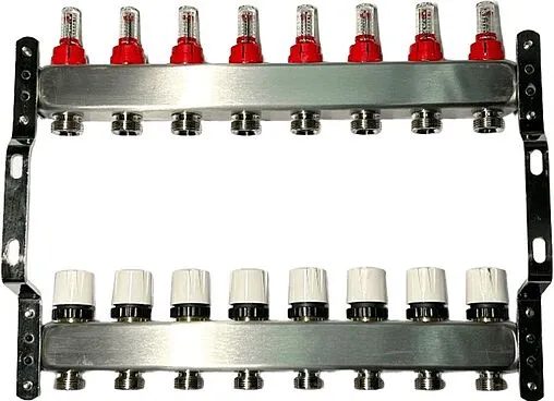 Группа коллекторная с расходомерами 8 отводов 1&quot;в/в x ¾&quot;ек Uni-fitt TECHNO 450W4308