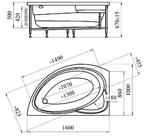 Ванна акриловая Radomir Модерна 160х100 L 2-01-0-1-1-214 Ванна акриловая Radomir Модерна 160х100 L 2-01-0-1-1-214, 2