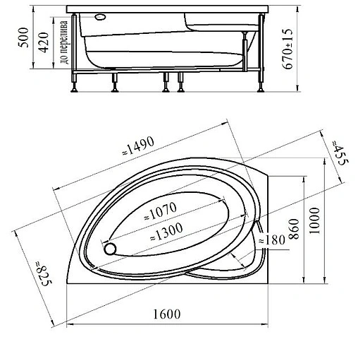 Ванна акриловая Radomir Модерна 160х100 L 2-01-0-1-1-214