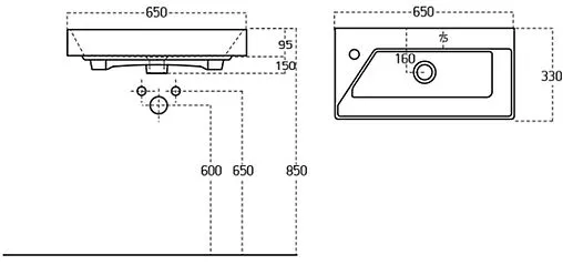 Раковина Dreja Slim Synergy 65 белый 17065-KL