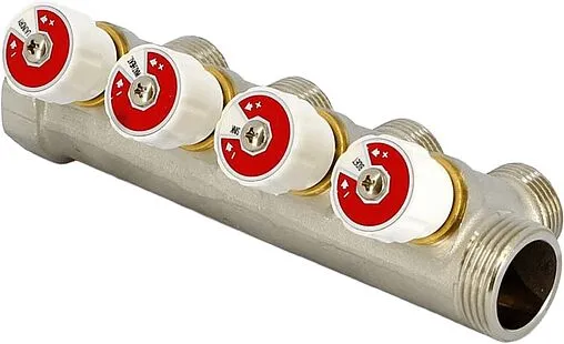 Коллектор регулирующий проходной 4 отвода 1&quot;в/н x ¾&quot;ек Uni-fitt 400N4341