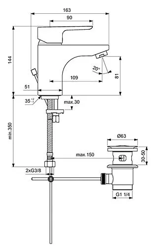 Смеситель для раковины Ideal Standard Ceraplan III хром B0704AA