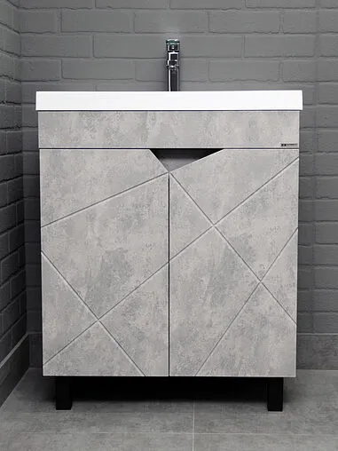 Тумба-умывальник напольный Домино Vector 70 метрополитан грей/бетон серый DV6613T+4627173210171