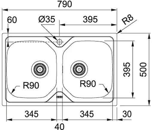 Мойка кухонная Franke Onda Line OLN 620-79 нержавеющая сталь 101.0456.504