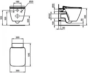 Унитаз подвесной безободковый Ideal Standard Strada II AquaBlade белый T359601 Унитаз подвесной безободковый Ideal Standard Strada II AquaBlade белый T359601, 2
