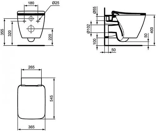 Унитаз подвесной безободковый Ideal Standard Strada II AquaBlade белый T359601