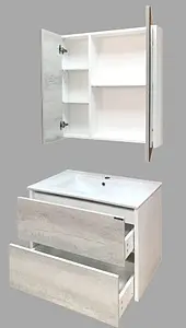 Тумба-умывальник подвесная Comforty Женева 75 дуб белый/белый 00004137097CF, 4