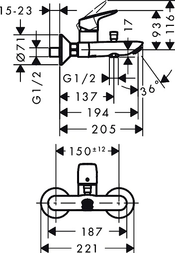 Смеситель для ванны Hansgrohe Logis хром 71400000 Смеситель для ванны Hansgrohe Logis хром 71400000