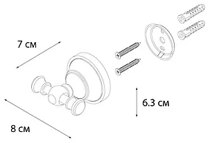 Крючок двойной Fixsen Bogema хром/белый с рисунком FX-78505A Крючок двойной Fixsen Bogema хром/белый с рисунком FX-78505A, 3