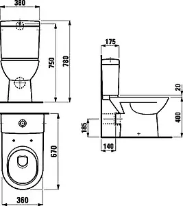 Унитаз-компакт Laufen Pro Rimless белый 8.2495.6.000.000.1+8.2695.0.000.278.1 Унитаз-компакт Laufen Pro Rimless белый 8.2495.6.000.000.1+8.2695.0.000.278.1, 2