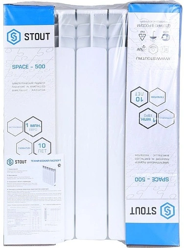 Радиатор биметаллический 5 секций нижнее правое подключение Stout Space 500 SRB-0320-050005