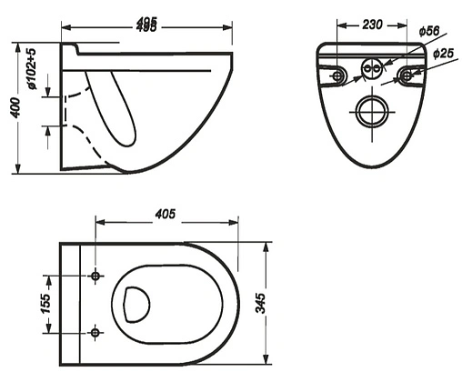 Унитаз подвесной Sanita Luxe Attica Color Black белый/черный ATCSLWH0110