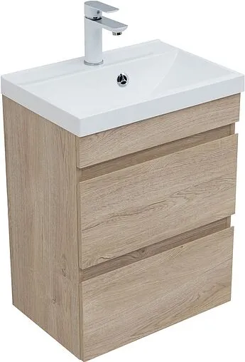 Тумба-умывальник подвесная Aquanet Нота New 50 дуб светлый 00334196+00204095