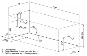 Ванна акриловая Aquanet Dali 170x70 00239293 Ванна акриловая Aquanet Dali 170x70 00239293, 3