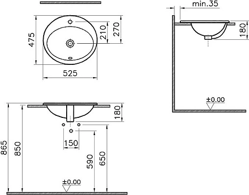 Раковина VitrA S20 52 белый 5468B003-0001