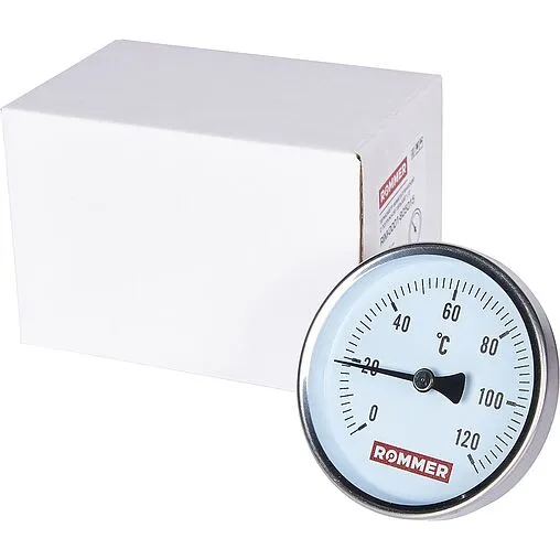 Термометр биметаллический Rommer 80мм 120°С гильза 50мм ½&quot; RIM-0001-805015