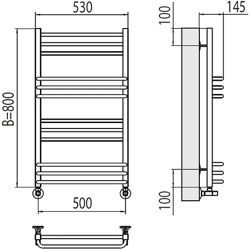 Полотенцесушитель водяной лесенка Terminus Соренто П12 500х800 полированная сталь 4670078530837