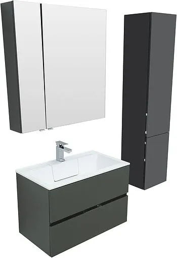 Тумба-умывальник подвесная Aquanet Алвита 80 серый антрацит 00215120+00187094