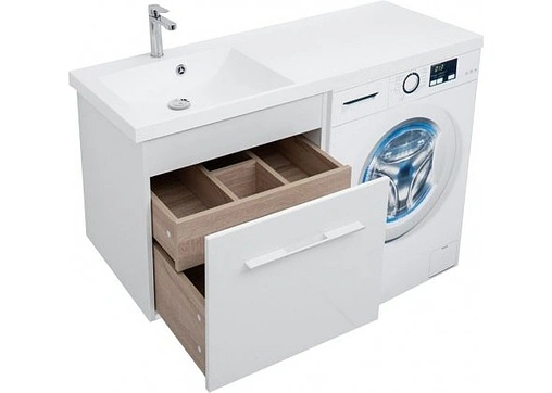 Тумба-умывальник подвесная над стиральной машиной Aquanet Августа 120 L дуб сонома 00210027+00239565