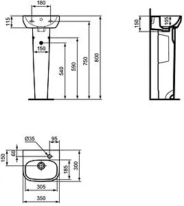 Пьедестал Ideal Standard i.Life A белый T471401 Пьедестал Ideal Standard i.Life A белый T471401, 2