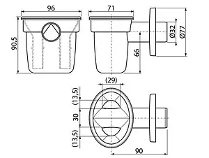 Сифон для сбора конденсата AlcaPlast AKS1, 2