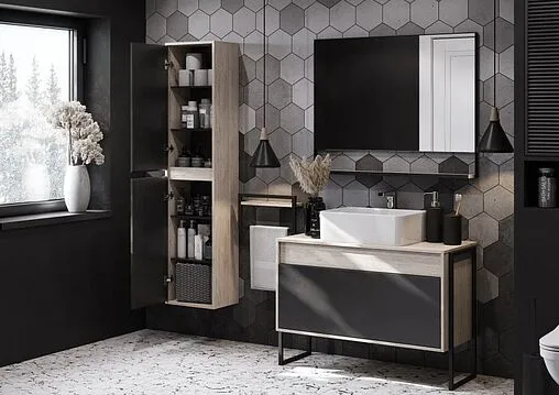 Тумба-умывальник подвесная Aquaton Лофт Урбан 100 графит/орегон 1A2477K2LQX60