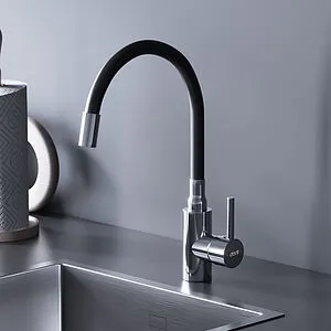 Смеситель для кухни с гибким изливом Dorff Logic хром/чёрный D3007622, 3