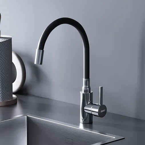 Смеситель для кухни с гибким изливом Dorff Logic хром/чёрный D3007622 Смеситель для кухни с гибким изливом Dorff Logic хром/чёрный D3007622
