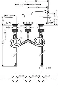 Смеситель для раковины Hansgrohe Vivenis 90 чёрный матовый 75033670, 2