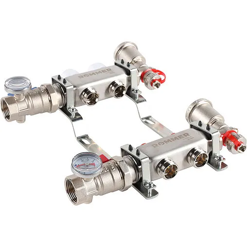Группа коллекторная без расходомеров 2 отвода 1&quot;в/в x ¾&quot;ек Rommer RMS-3210-000002
