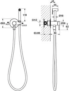 Гигиенический душ со смесителем Aquatek Европа хром AQ1021CR, 2