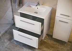 Тумба-умывальник подвесная Raval Quadro 60 белый Qua.07.60/P/W+QDR60SLWB01, 3