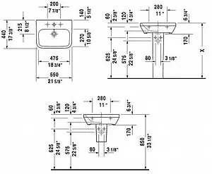 Раковина Duravit DuraStyle 55 белый 2319550000 Раковина Duravit DuraStyle 55 белый 2319550000, 2