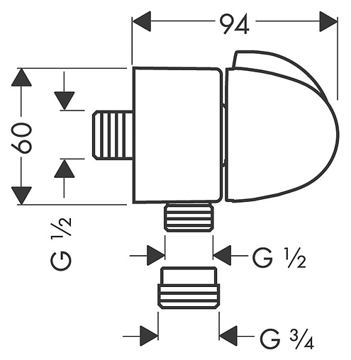 Шланговое подключение с запорным вентилем Hansgrohe FixFit Stop хром 27452000