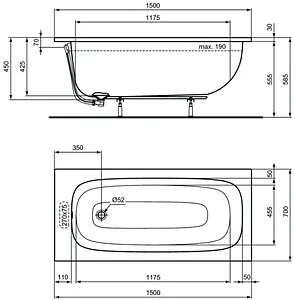 Ванна акриловая Ideal Standard i.life 150х70 T475701 Ванна акриловая Ideal Standard i.life 150х70 T475701, 2