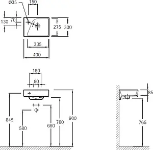 Раковина Jacob Delafon Rythmik 40 R белый E4786-00, 2