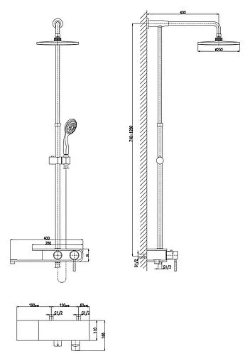 Душевая система со смесителем для душа Rav Slezak Murray белый/хром MU080.5/3