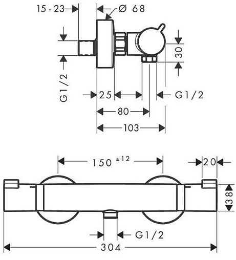 Термостат для душа Hansgrohe Ecostat Comfort шлифованный чёрный хром 13116340