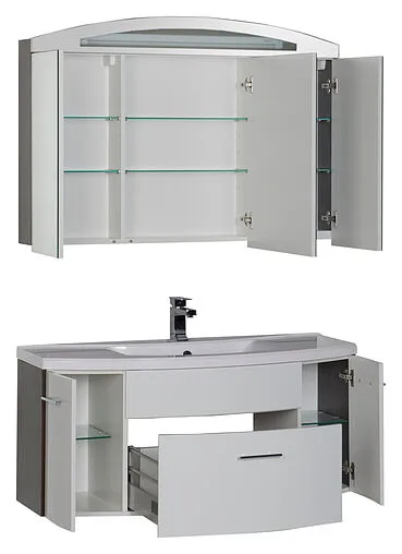 Шкаф-зеркало Aquanet Тренто 120 белый/венге 156445