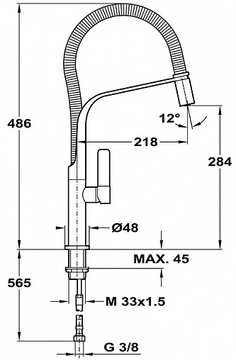 Смеситель для кухни с гибким изливом Teka FO 997 белый/хром 62997020FW