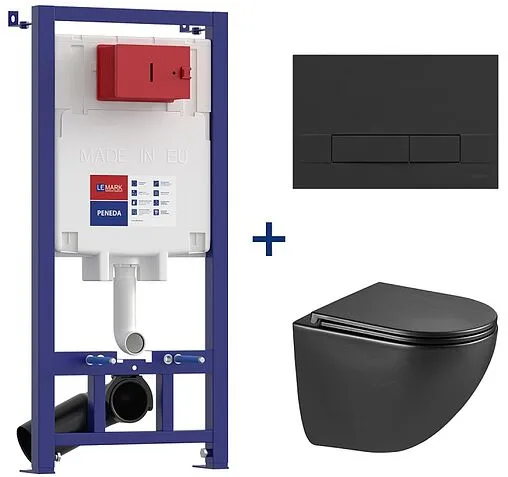 Комплект 5 в 1 Lemark Peneda+Bit+ Glazer Black 100802235 с кнопкой Bit 9802006 черный матовый soft touch