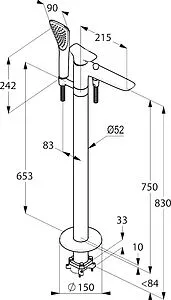 Смеситель для ванны напольный Kludi Ambienta хром 535900575 Смеситель для ванны напольный Kludi Ambienta хром 535900575, 2