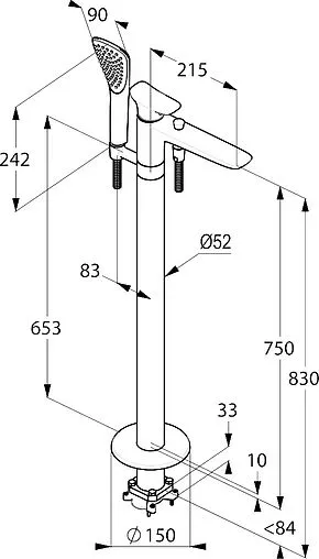 Смеситель для ванны напольный Kludi Ambienta хром 535900575 Смеситель для ванны напольный Kludi Ambienta хром 535900575