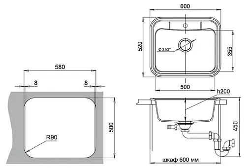 Мойка кухонная Ewigstein Antik A-60 шоколад