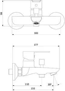 Смеситель для ванны Damixa Origin Elegance белый/хром 841000000 Смеситель для ванны Damixa Origin Elegance белый/хром 841000000, 2