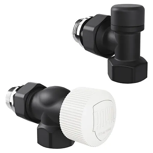 Комплект вентилей терморегулирующих осевых ½&quot; в/н Royal Thermo Design черный RATVDO11212BL