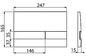 Клавиша смыва для унитаза AlcaPlast M1728-5 кнопки/золото, панель/черный глянцевый, 2