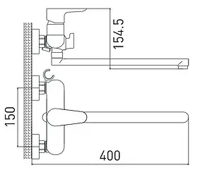 Смеситель для ванны с длинным изливом Gross Aqua Space хром 7515288C-35L(F) Смеситель для ванны с длинным изливом Gross Aqua Space хром 7515288C-35L(F), 2