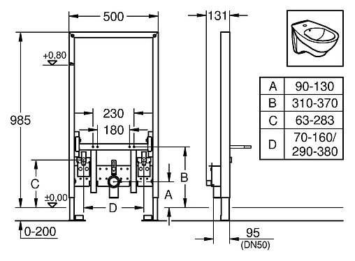 Инсталляция для биде Grohe Rapid SL 38545000