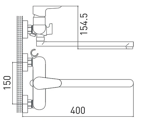 Смеситель для ванны с длинным изливом Gross Aqua Space хром 7515288C-35L(F)